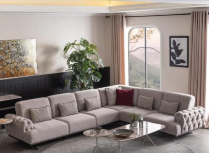 Corner sofa Design Furniture Corner suite Fabric sofa Textile Corner sofa Furniture 355x280cm