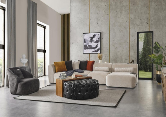 Set Corner sofa L-shape Seat1 Sofa set Coffee table Stool Living room