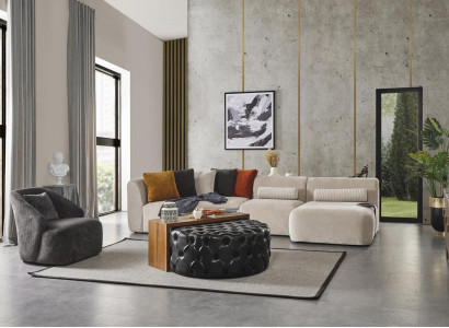 Set Corner sofa L-shape Seat1 Sofa set Coffee table Stool Living room