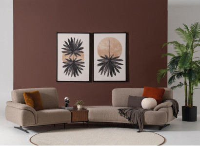 Living room Design Sofa 5 Seat Textile Couch Upholstery Sofas new brown