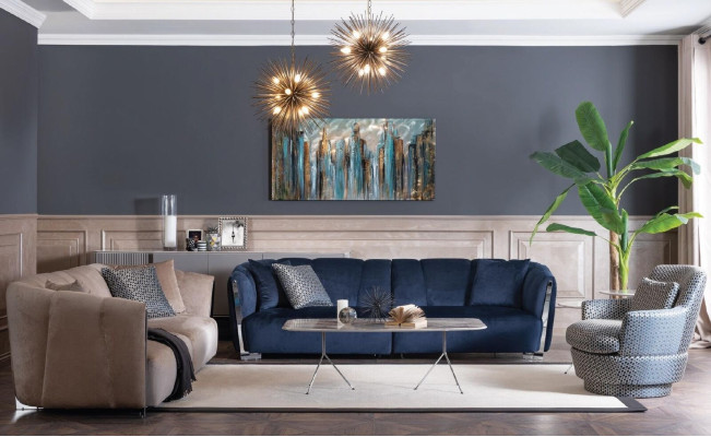 Luxury Armchair Design Furniture Wood with Textile Single Seater Couch Lounge Club
