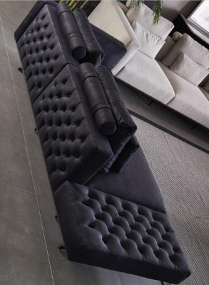 Design Sofa set 3 Seater Textile Couch Upholstery Sofa Couches Black