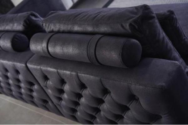 Design Sofa set 3 Seater Textile Couch Upholstery Sofa Couches Black