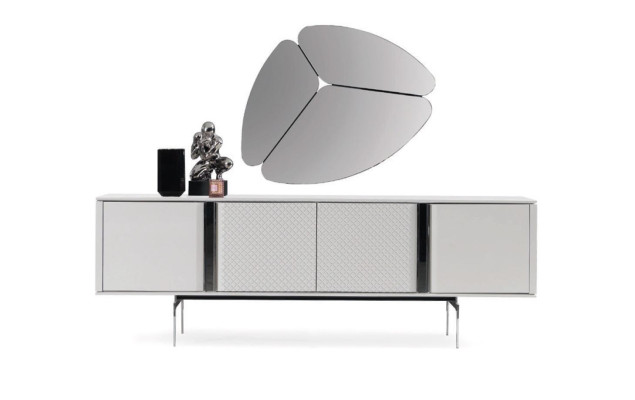 Modern Living room Mirror Sideboard Wardrobe Elegant Design Luxury new Gray 2-piece