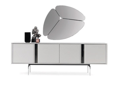 Modern Living room Mirror Sideboard Wardrobe Elegant Design Luxury new Gray 2-piece