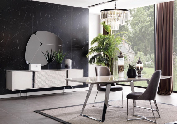 Modern Living room Mirror Sideboard Wardrobe Elegant Design Luxury new Gray 2-piece