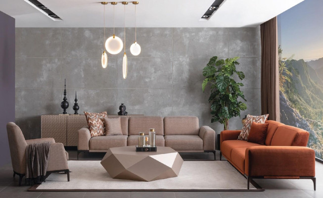 Living room three seater sofa 4 seater brown sofas new couch luxury new