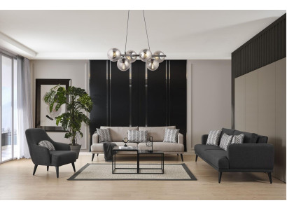 Complete e Couch Set Sofa Set 431 Seater Gray Fabric Modern Set