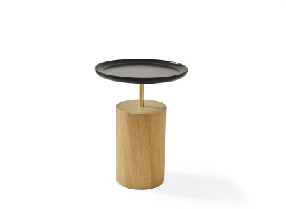 Side table Table Wood Side Designer Furniture Black Round Table