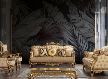 Golden Sofa Set Baroque Rococo Set Complete Couch Sofa 5pcs. new