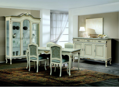 Luxury Dining room Set Suite 5pcs White Wood Furniture 4x Chair Table Style Baroque new