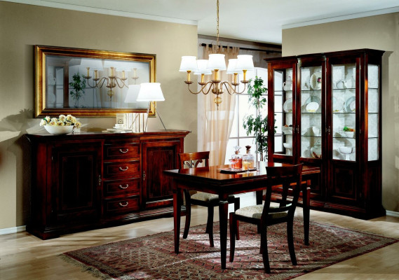 Dining table 2 Chairs Display case Chest of drawers Mirror Complete's Dining room Suite 6pcs new