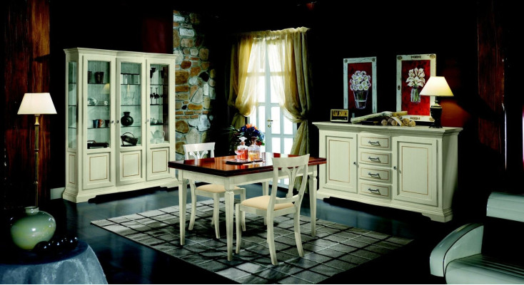 Design Dining room Set Suite 5tlg Wood Furniture Chest of drawers 2x Chair Table Display case new