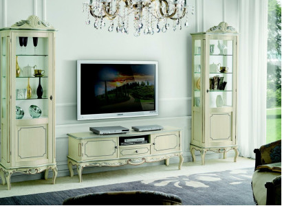 Luxury wall unit 3-piece TV cabinet 2x display case design Italian furniture living room baroque style