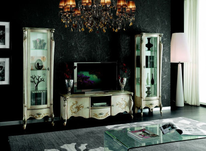 Chic set suite 3-piece TV cabinet with 2x display case Italian furniture classic style