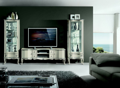 Chic set suite 3-piece TV cabinet with 2x display case Italian furniture wall unit wardrobe