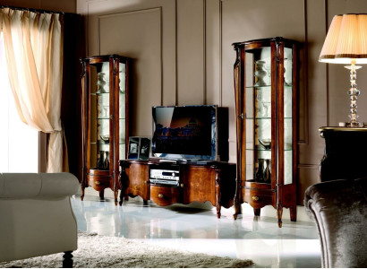 Luxury wall unit 3-piece TV cabinet with 2x display case design Italian furniture baroque style new