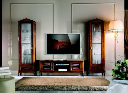 Wall unit 3-piece TV cabinet 2x display case design Italian furniture living room baroque style