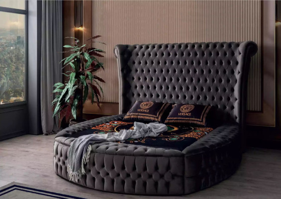 Bed Chesterfield Upholstered bed Luxury Bedroom Design Beds Textile Velvet new