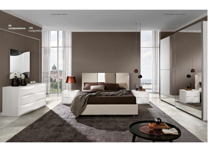Suite Set 6-piece Bedroom Bed Bedside table Chest of drawers Mirror Wardrobe