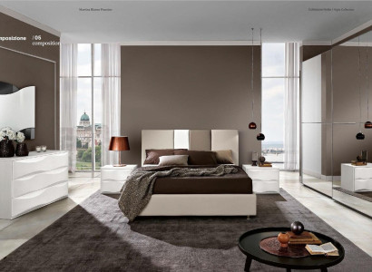 Suite Set 6-piece Bedroom Bed Bedside table Chest of drawers Mirror Wardrobe