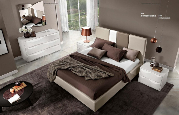 Suite Set 6-piece Bedroom Bed Bedside table Chest of drawers Mirror Wardrobe