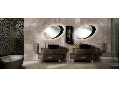 Design Bathroom Furniture Bathroom 6 pcs. Set Wardrobe Suite Washbasin Lighting