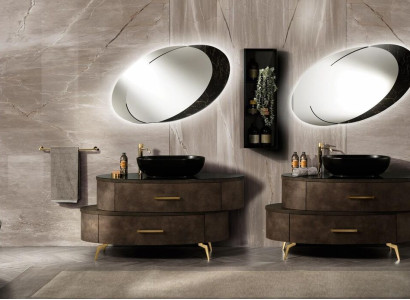 Design Bathroom Furniture Bathroom 6 pcs. Set Wardrobe Suite Washbasin Lighting