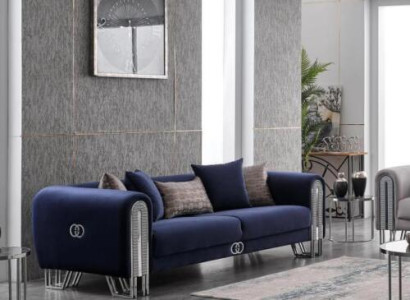 Luxury Couch Upholstery Furniture Living room Couches Blue e 240cm three seater