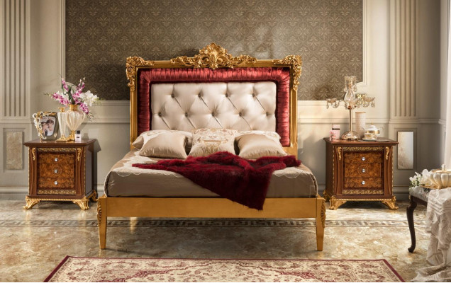 Bed Bedroom Set Design Luxury Beds new Baroque Furniture 2x Bedside table 3pcs.