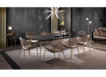 Furniture Furnishings Group Table + 6 Chair Set Dining table Suite Dining room 7-piece.