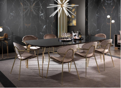 Furniture Furnishings Group Table + 6 Chair Set Dining table Suite Dining room 7-piece.