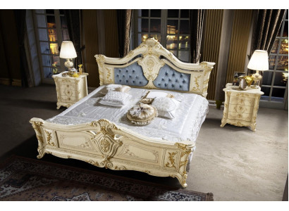Bed Bedroom Set Furniture Art Deco Luxury Beds 2x Bedside table 3-piece.