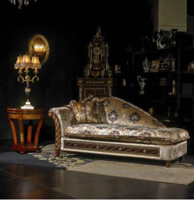 Chaise longues sofa silver couch lounger ottoman chaise longue baroque rococo classic