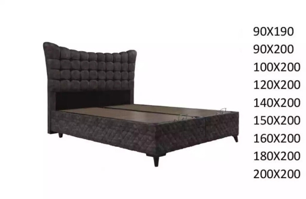 Bed Boxspring Beds Luxury Double bed incl. Mattress with Caro pattern gray