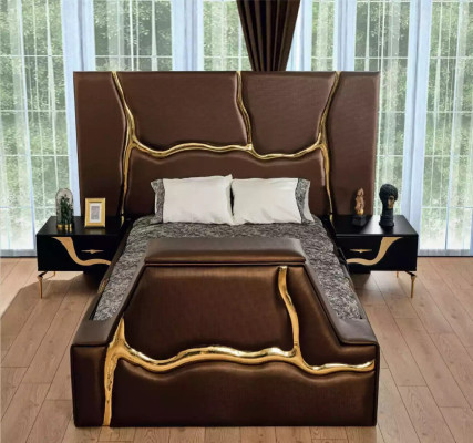 Bedroom Bed 2x Bedside tables Luxury Beds Set Complete Design Furniture 3 pcs.
