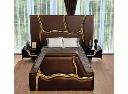 Bedroom Bed 2x Bedside tables Luxury Beds Set Complete Design Furniture 3 pcs.