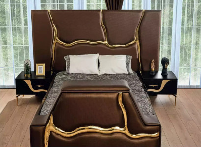 Bedroom Bed 2x Bedside tables Luxury Beds Set Complete Design Furniture 3 pcs.