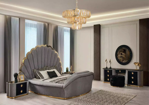 Bedroom Bed 2x Bedside tables Luxury Beds Set Complete Design Furniture 3pcs