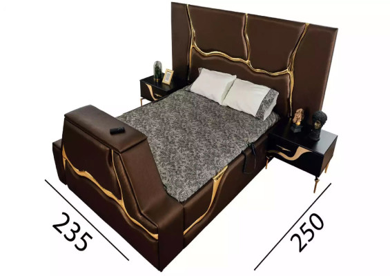 Bedroom Bed 2x Bedside tables Luxury Beds Set Complete Design Furniture 3 pcs.