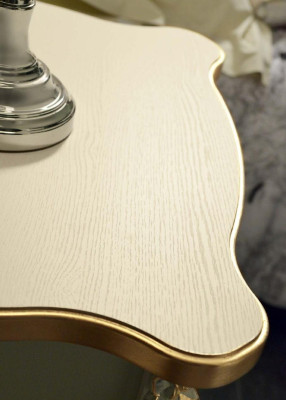 Bedroom Set Beige Bedroom Bed Bedside table Chest of drawers Mirror Chair 6pcs.