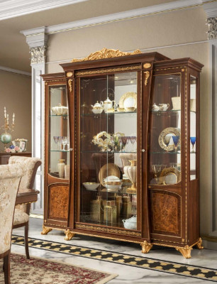 Display cabinets Wood Glass Wardrobe Real wood Sideboard Display case Living room Furniture Italy