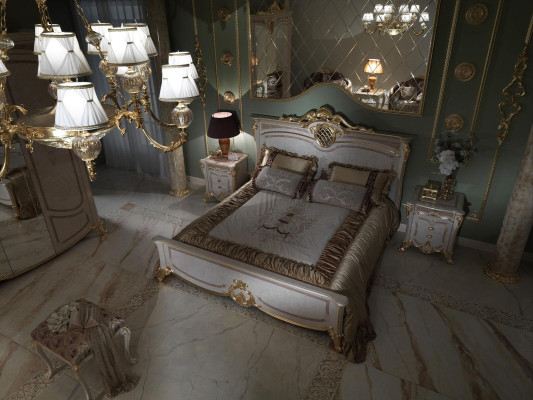 Bedroom furniture set - Bed with two bedside tables in a modern design