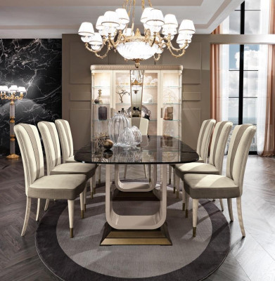 Table Dining table Wood Dining room Suite 6x Chair Set Chairs Lehn Group Italy