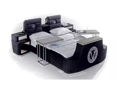 Modern double bed Blue luxury double bed modern design bed frame new