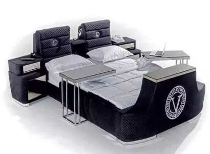 Modern double bed Blue luxury double bed modern design bed frame new