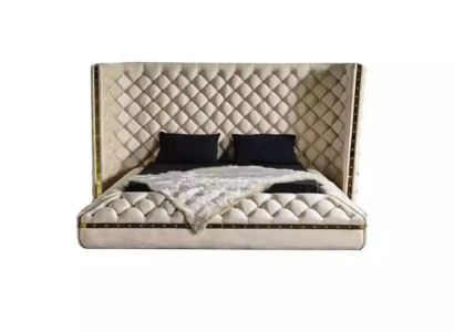 Bed White Chesterfield modern hotel bed Double bed new modern bed
