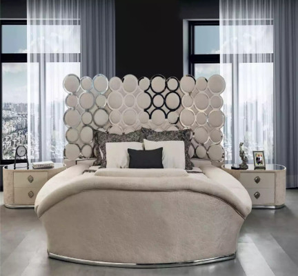 Bedroom Bed 2x Bedside tables Luxury Beds Set Complete Design Furniture
