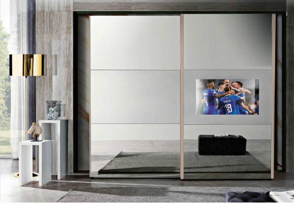 Wardrobe Cabinets Clothes Wardrobe Luxury Wood Sliding Doors tv with Television