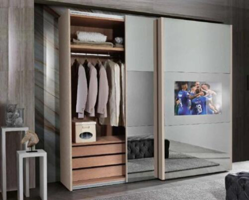 Wardrobe Cabinets Clothes Wardrobe Luxury Wood Sliding Doors tv with Television